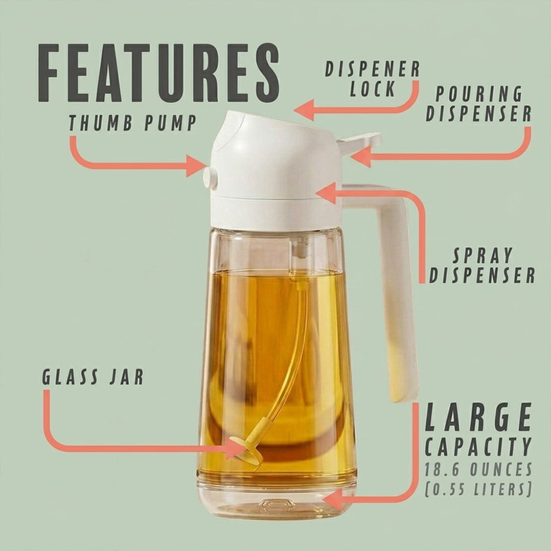 2 in 1 Oil Spray and Pouring Bottle 500ml